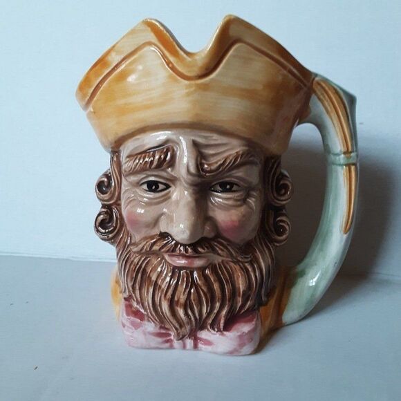 Toby Mug Jug Vintage Japan Character Face Head Brown Beard Pirate - Picture 1 of 12